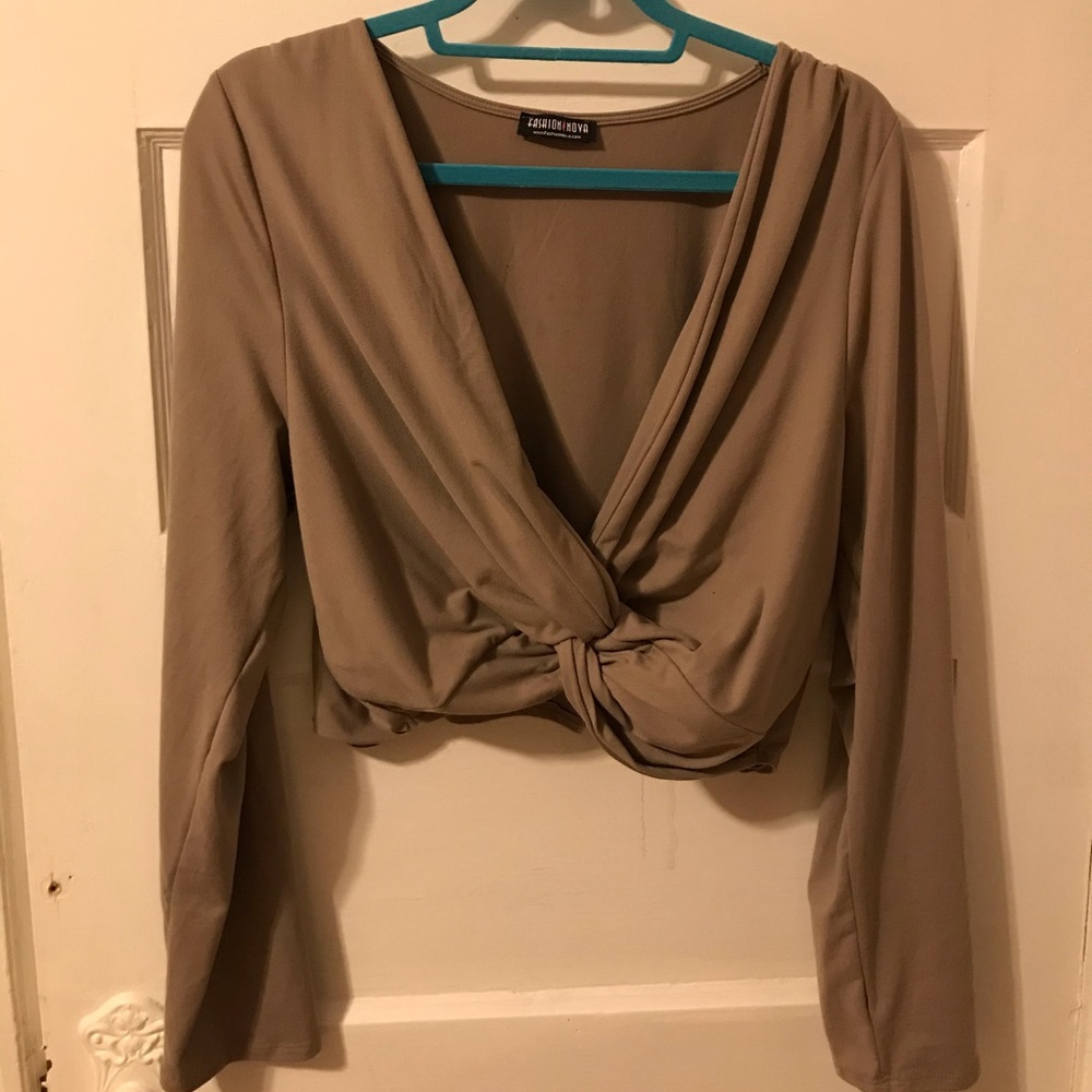 Knotted front top (taupe)